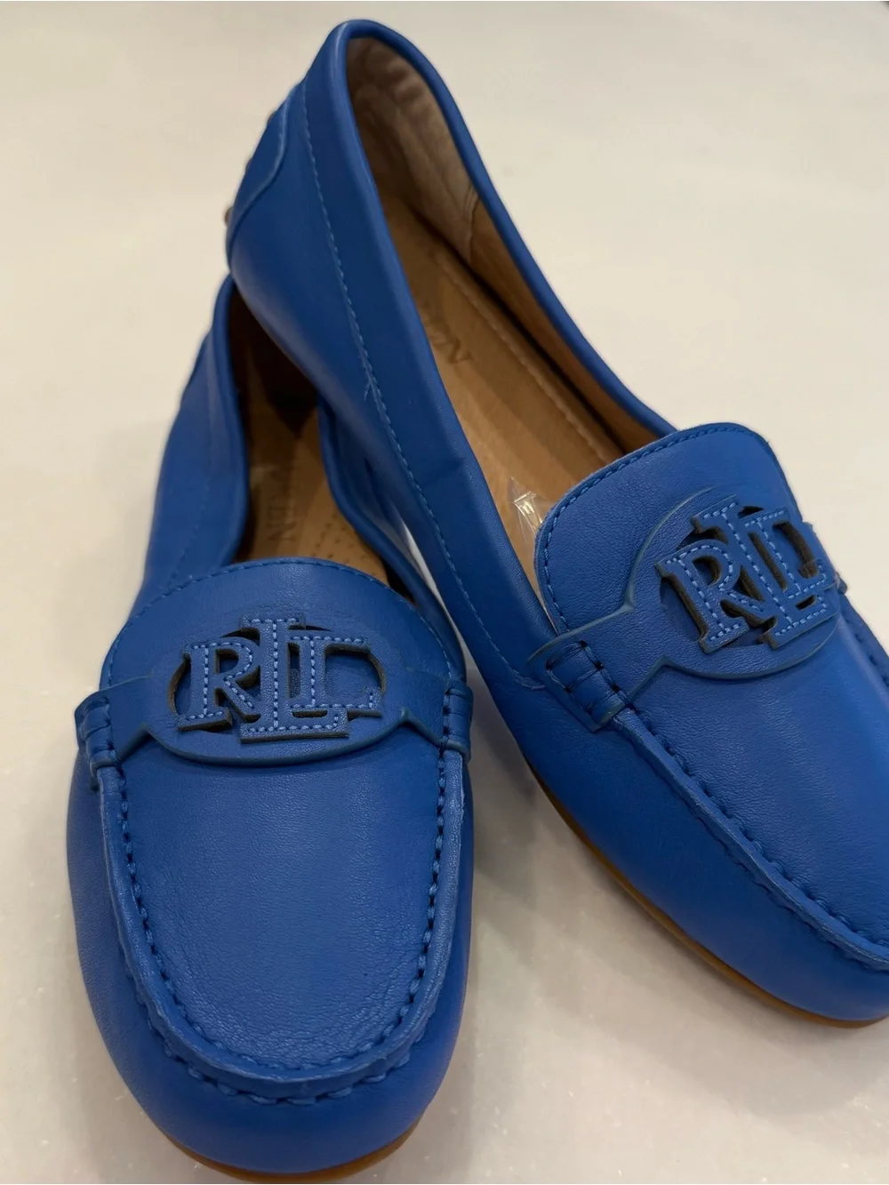 Lauren Ralph Lauren Brynn Driving Loafers Blue Leather Sz 6 NEW